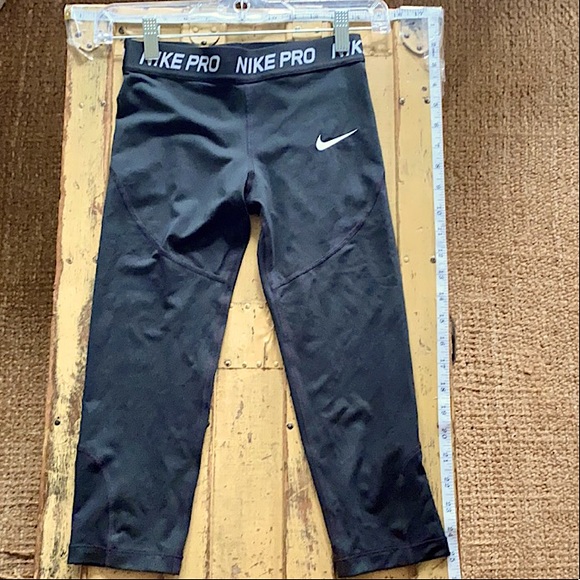 NIKE PRO STRETCH BLACK CROP LEGGINGS WORKOUT GYM S - Picture 9 of 10